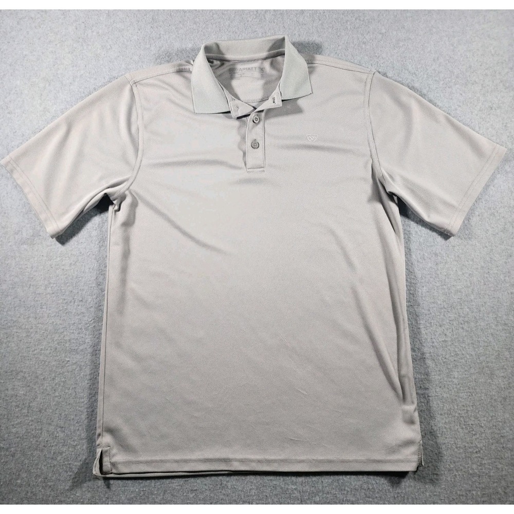 Ariat Tek Heat Series Polo Shirt Mens S Gray Performance Golf Stretch Travel